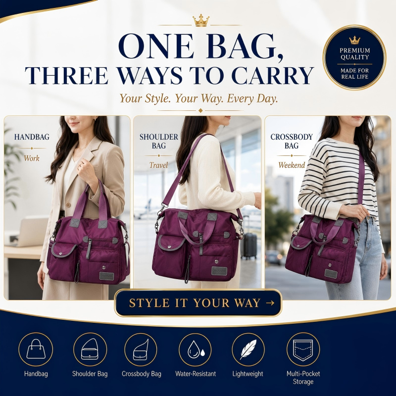 👜🔥Last Day Discount 62% Off - Waterproof Tote Bag – 3-Way Carry & Spacious Organization